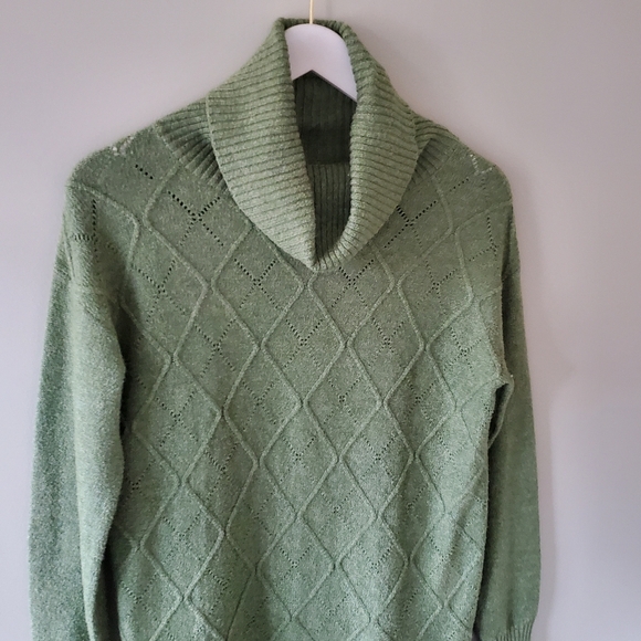NWOT Reitmans XS Spring Preppy Cabincore Pointelle 3D Knit Turtleneck Sweater - Picture 7 of 11